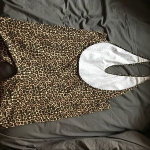 Backless, cheetah body suit